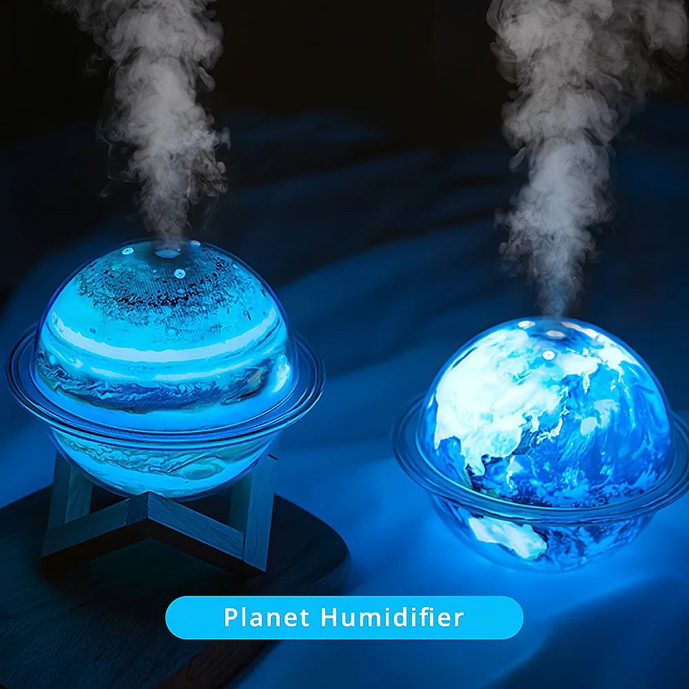 1PCS 330ML Night Light Creative Planet Humidifier Fog Car Electronic Home Atmosphere Sensing Air Jupiter Portable USB Ultrasound