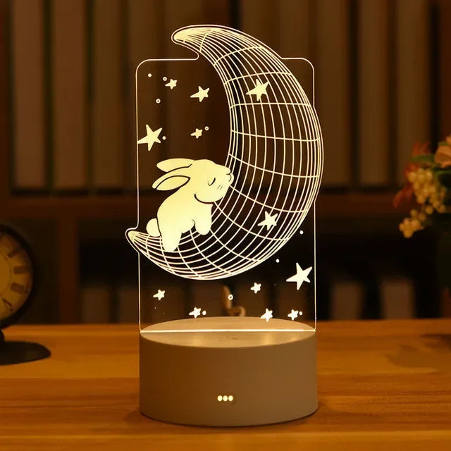 Romantic Love 3D Acrylic Led Lamp for Home Children's Night Light Table Lamp Christmas Party Decor Valentine's Day Bedside Lamp