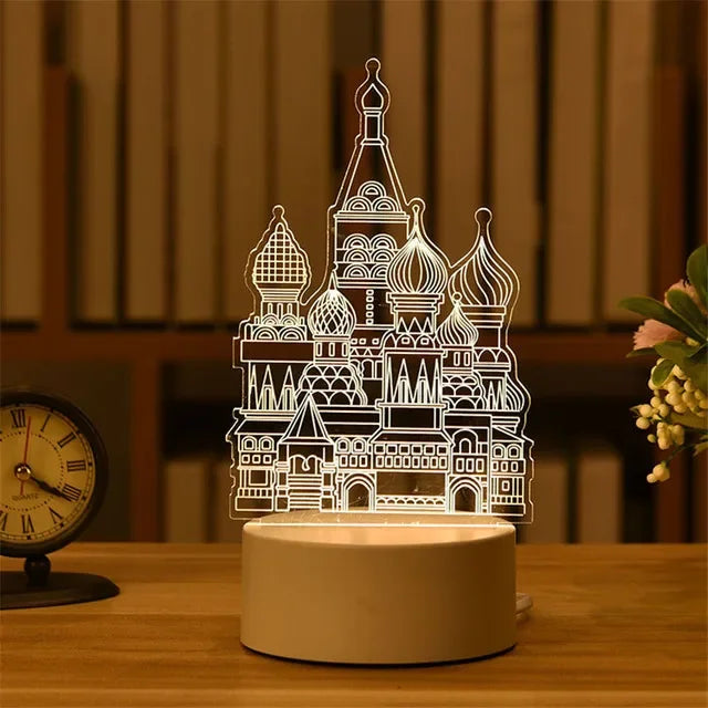 Romantic Love 3D Acrylic Led Lamp for Home Children's Night Light Table Lamp Christmas Party Decor Valentine's Day Bedside Lamp