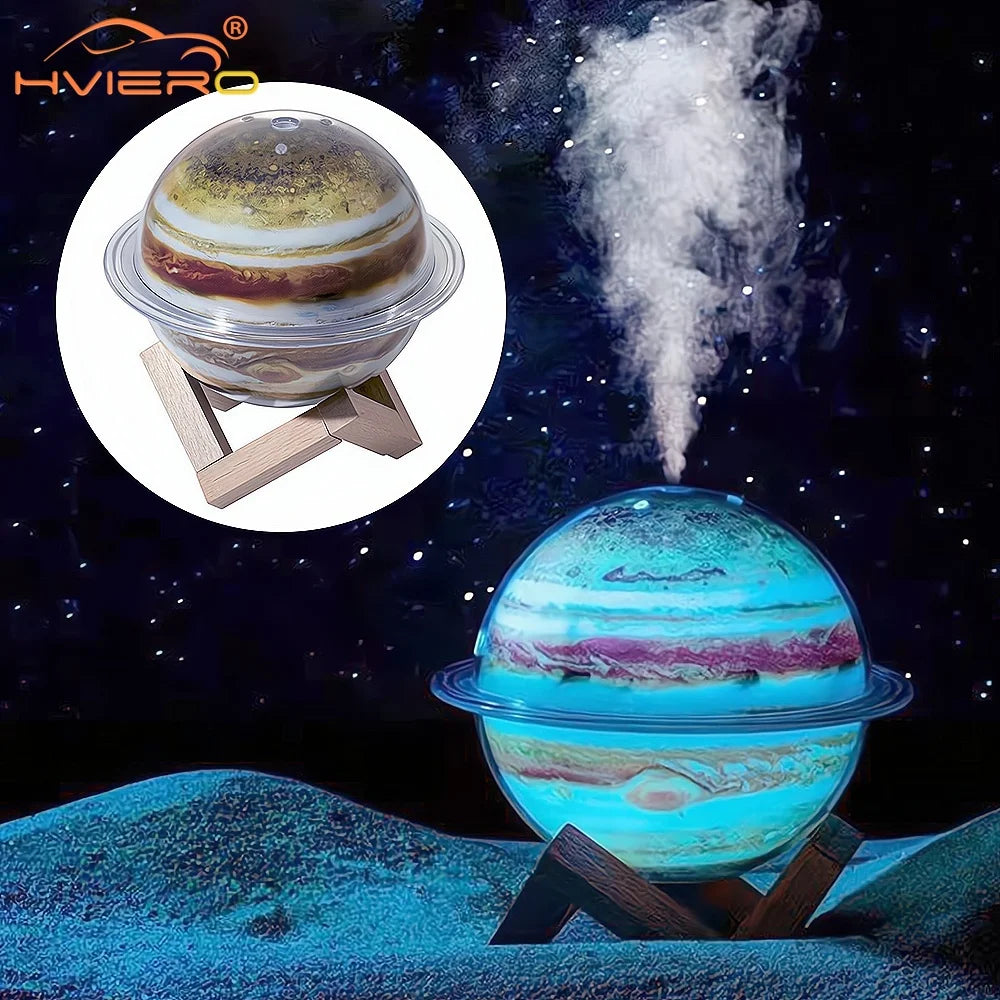 1PCS 330ML Night Light Creative Planet Humidifier Fog Car Electronic Home Atmosphere Sensing Air Jupiter Portable USB Ultrasound