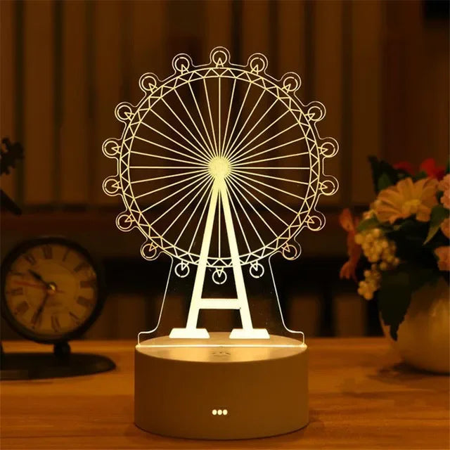 Romantic Love 3D Acrylic Led Lamp for Home Children's Night Light Table Lamp Christmas Party Decor Valentine's Day Bedside Lamp