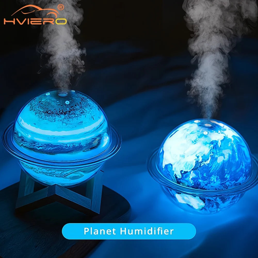 1PCS 330ML Night Light Creative Planet Humidifier Fog Car Electronic Home Atmosphere Sensing Air Jupiter Portable USB Ultrasound