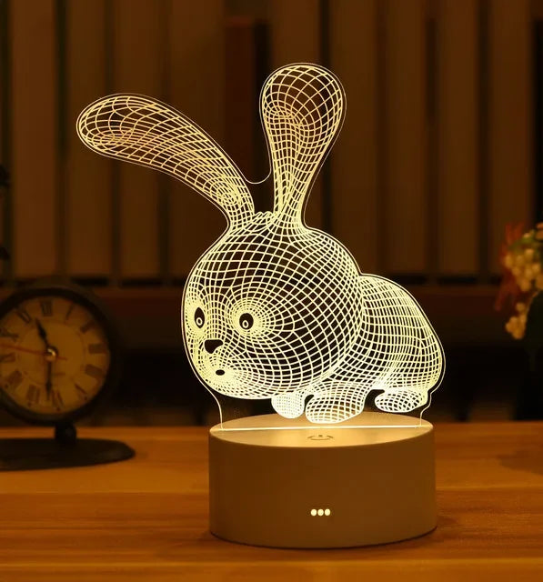 Romantic Love 3D Acrylic Led Lamp for Home Children's Night Light Table Lamp Christmas Party Decor Valentine's Day Bedside Lamp